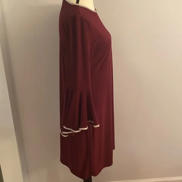 Badgley Mischka studio size small dress maroon with silver stones - Picture 6 of 15